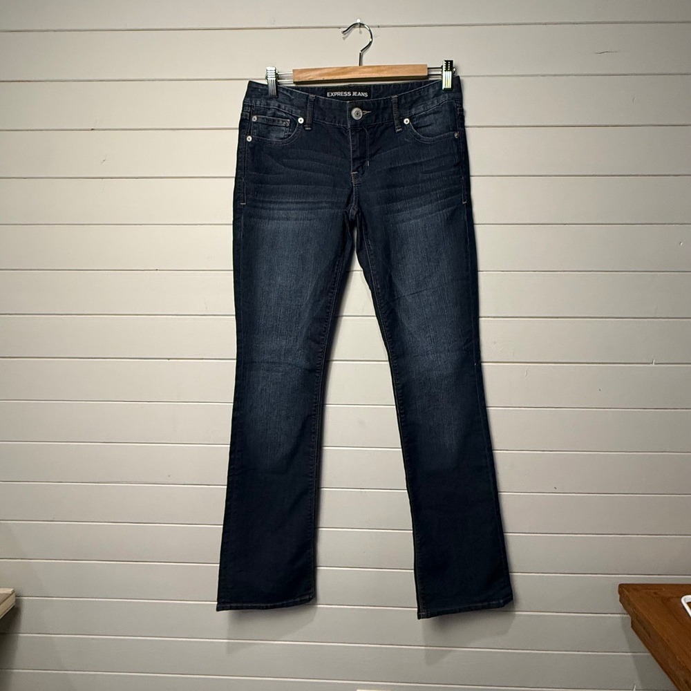 Express Barely‎ Boot Zelda Ultra Low Rise Jeans Dark Wash 2R Stretch Denim